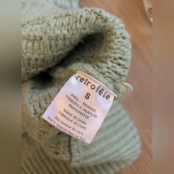 RETROFETE DORINDA Wool Blend Round Neck Sweater In Sage Size S - Picture 13 of 14